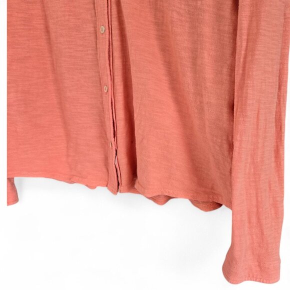 Woolrich Womens Coral Button-Up Roll-Tab Long Sleeve Cotton Knit Top Size M - Picture 6 of 10
